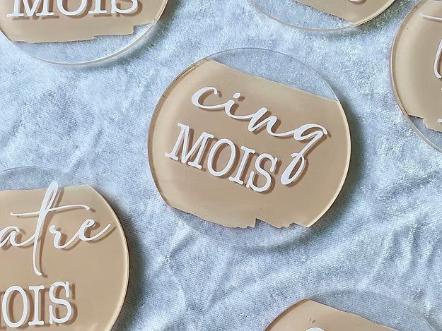 Disques jalons mensuels 1re année naissance bébé (coup de pinceau)