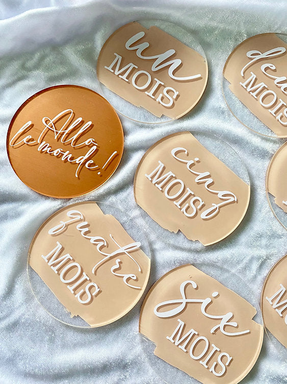 Monthly milestone discs 1st year of baby's birth (brushstroke)